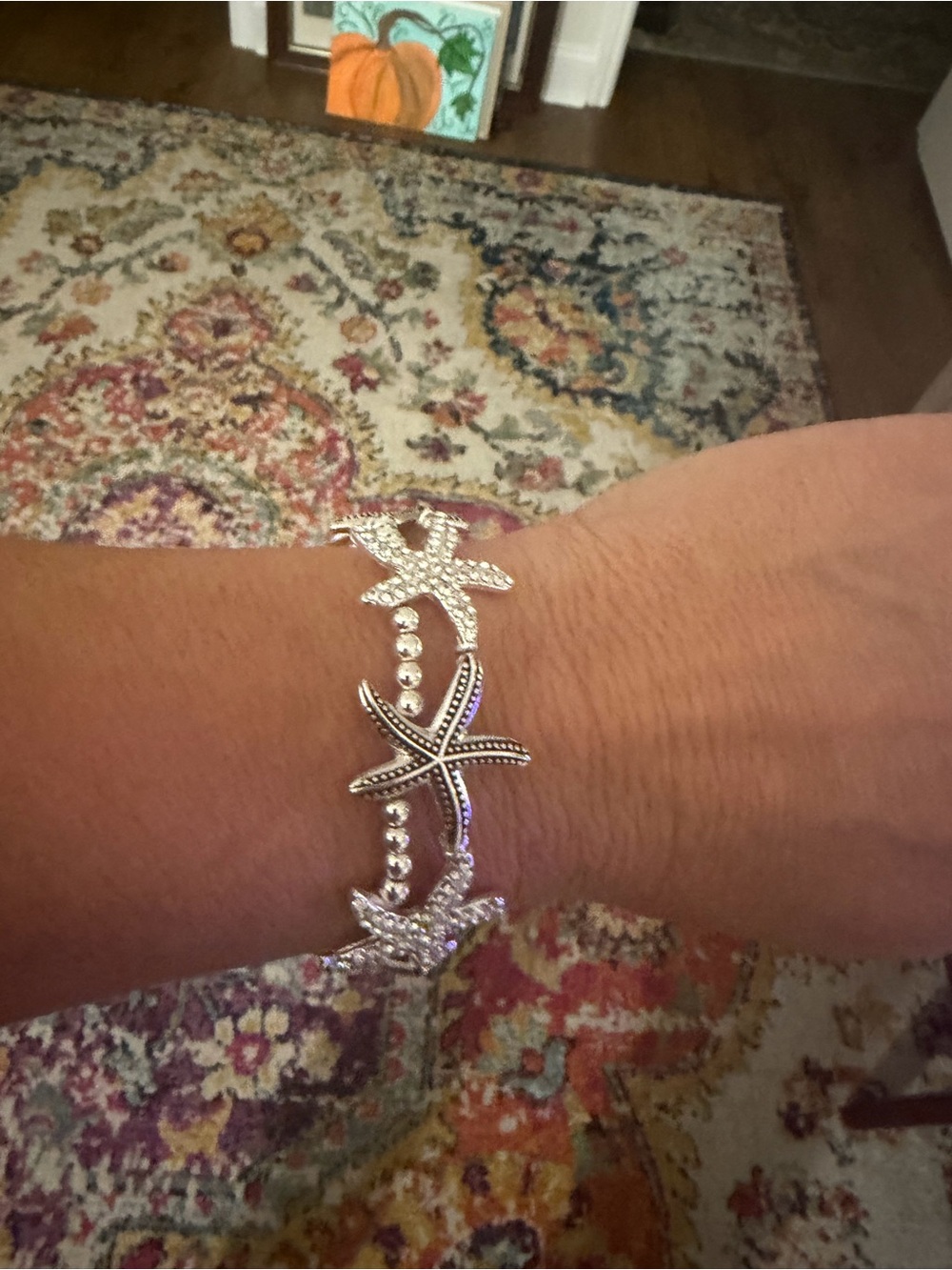 Silver Starfish Link Bracelet - Women's Beach-Inspired Jewelry
